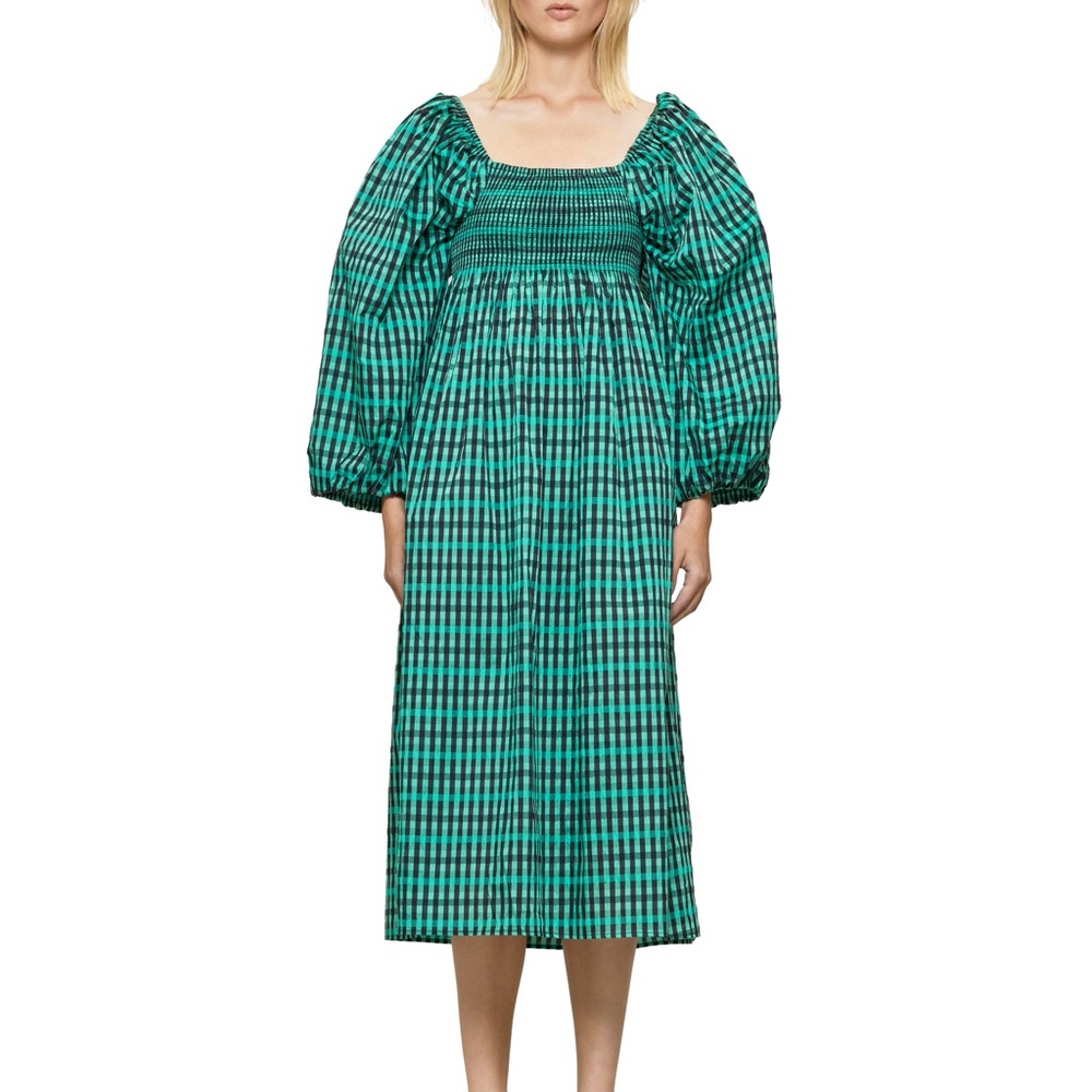 Baum und Pferdgarten Aquina Gumdrop Green Gingham Check Seersucker Dress 42 XL